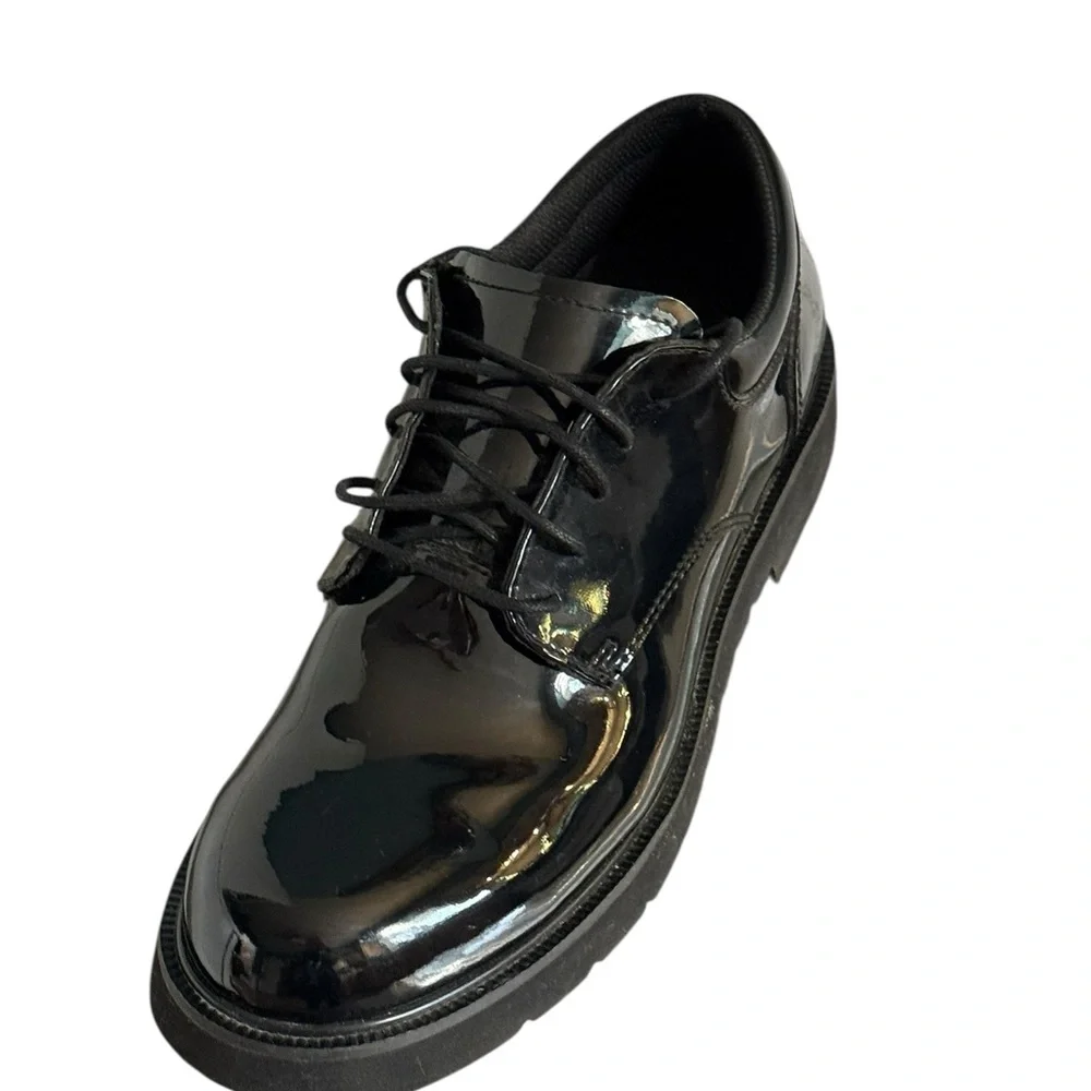 Bates Black High Gloss Uniform Dress‎ Oxford Lace Up Shoes E22141 Men’s SZ 10M